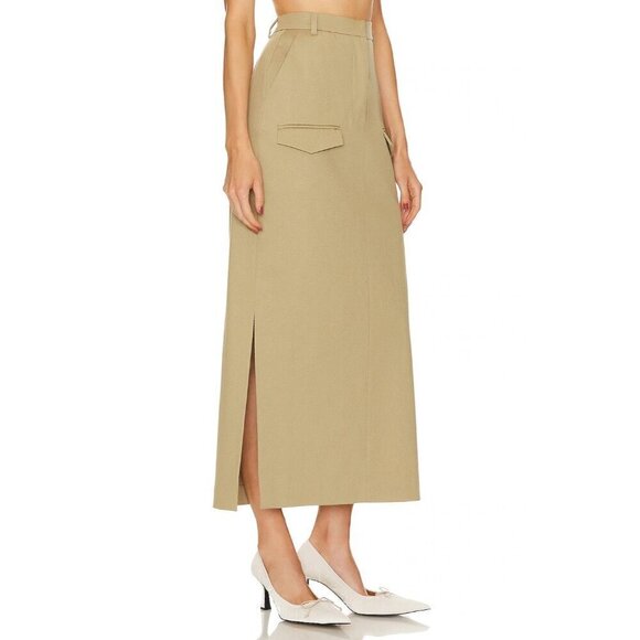 NANUSHKA Edena Skirt in Pebble Large New Womens Long Maxi Chinos Khaki - Picture 4 of 16